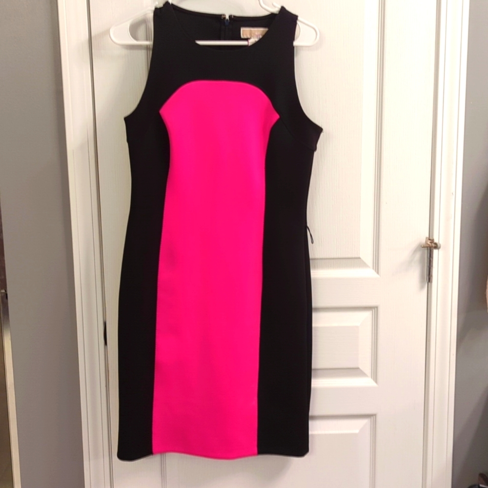 Michael Kors pink and black sheath dress